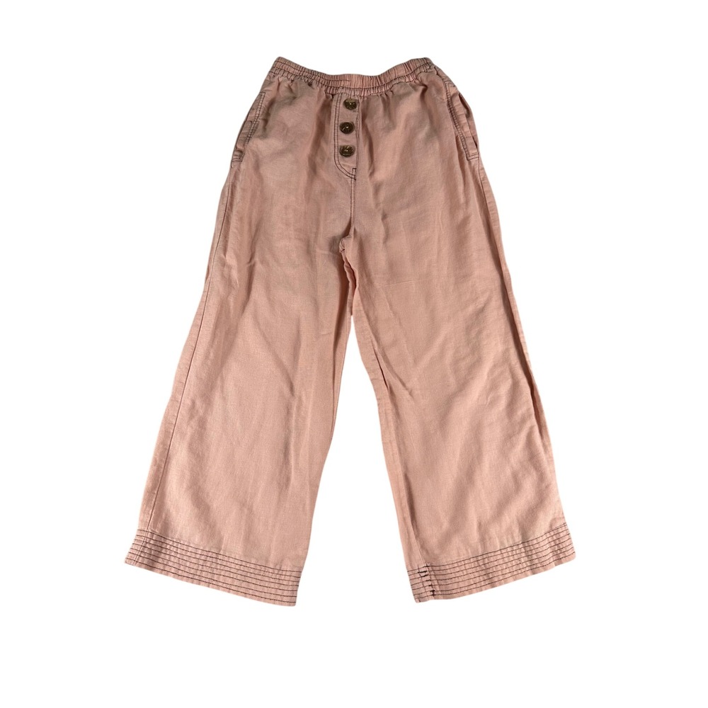 Zara Wide Leg Pants Womens S Pink Linen Blend Boho Coastal Beachy Trousers New - Picture 1 of 9